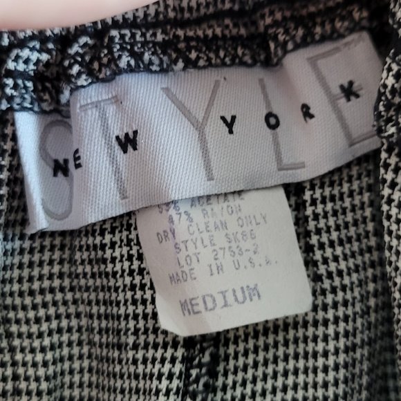 Vintage New York Style Houndstooth Black White Short Skirt Size M Made in USA - Picture 4 of 5